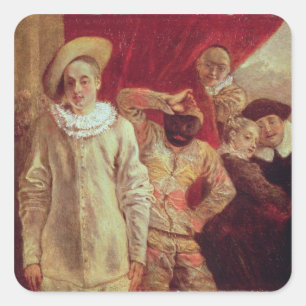 Harlequin, Pierrot and Scapin, Actors from the Com Square Sticker