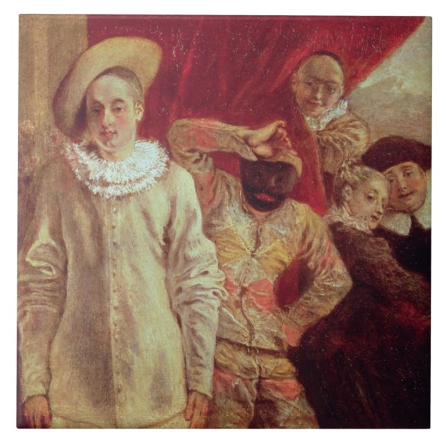 Harlequin, Pierrot and Scapin, Actors from the Com Tile (Front)