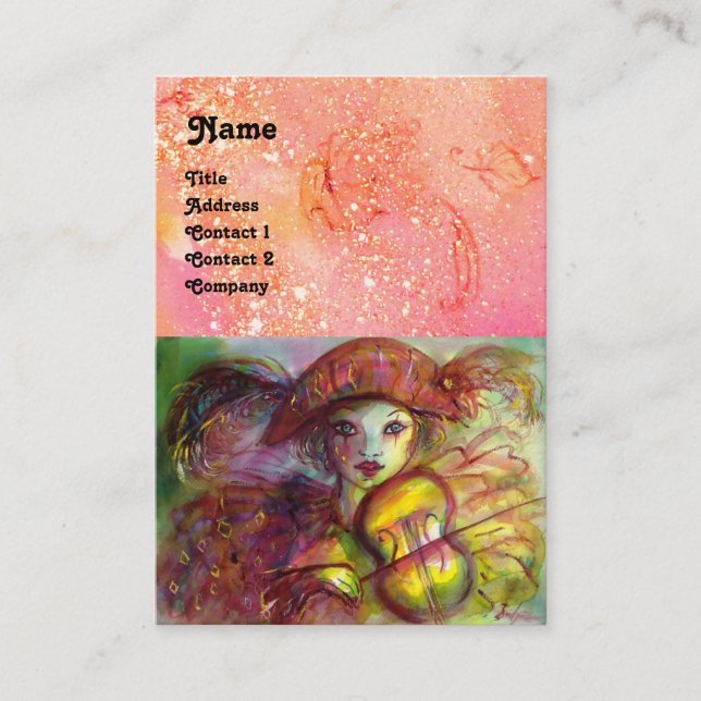 HARLEQUIN , pink red yellow green blue sparkles Business Card (Front)