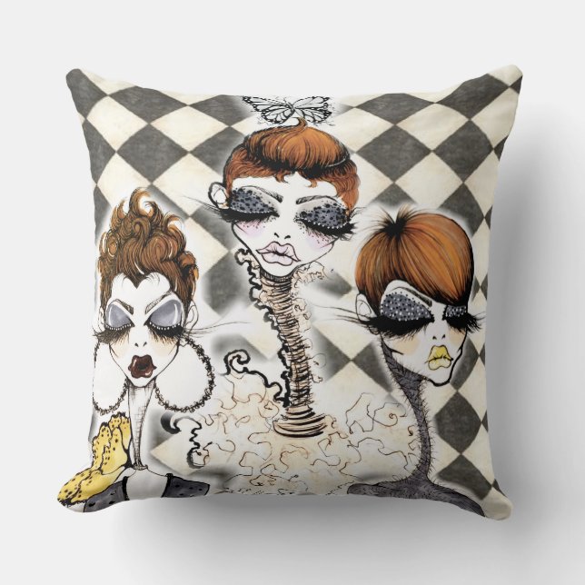 Harlequin Pixie Chicks Pillow (Front)
