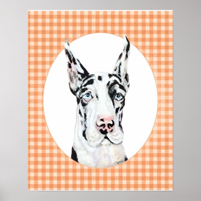 Harlequin Pup Peach Poster (Front)