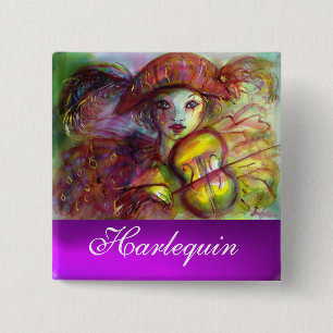 HARLEQUIN purple amethyst 2 Inch Square Button