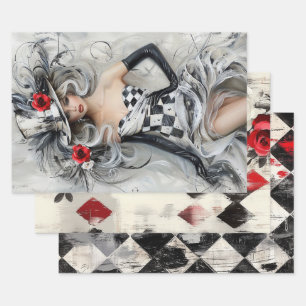 Harlequin Roses Wrapping Paper Sheet