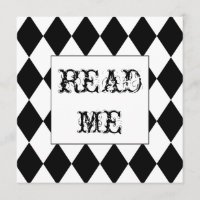 Harlequin Square Alice in Wonderland invitation