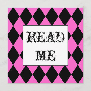 Harlequin Square Alice in Wonderland invitation