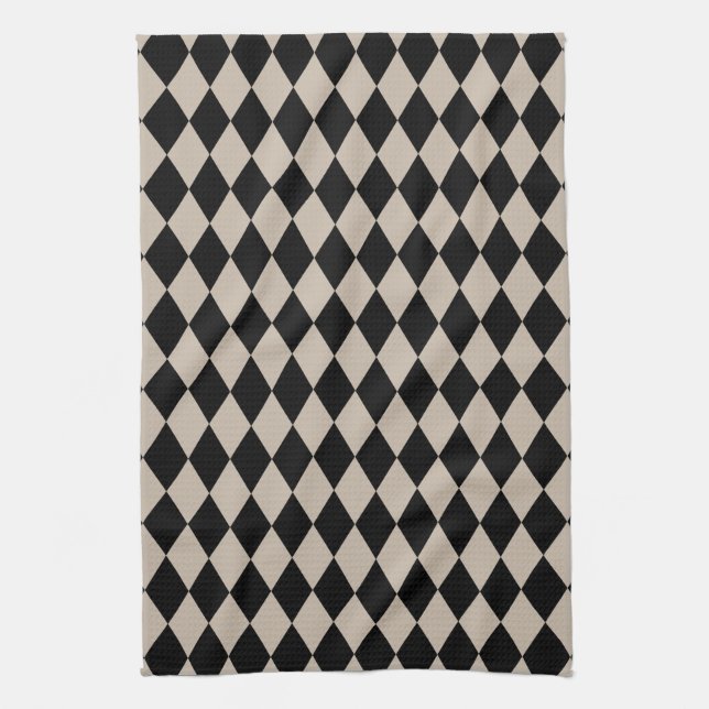 Harlequin Tan and Black Kitchen Towel (Vertical)