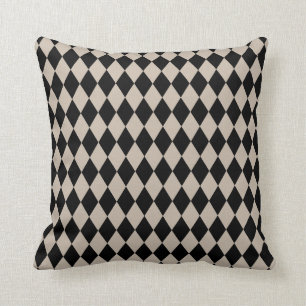 Harlequin Tan and Black Throw Pillow