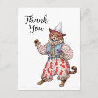 Harlequin Theatrical Costumed Cat Art Thank You