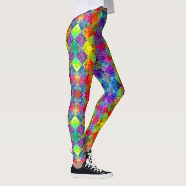 [Harlequin Tie-Dye] Diamond Fractal Chequered Leggings (Right)