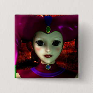 Harlequin Toy 2 Inch Square Button