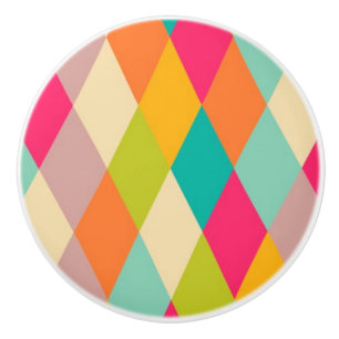 Harlequin vintage pattern ceramic knob