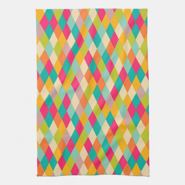 Harlequin vintage pattern kitchen towel (Vertical)