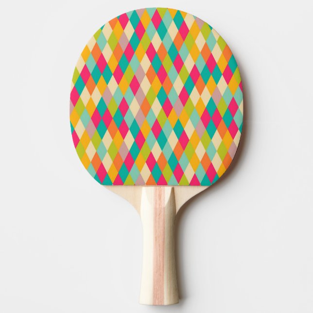 Harlequin vintage pattern ping pong paddle (Front)