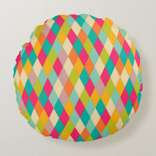 Harlequin vintage pattern round pillow