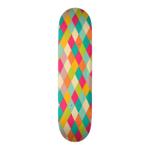 Harlequin vintage pattern skateboard