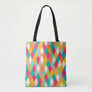 Harlequin vintage pattern tote bag