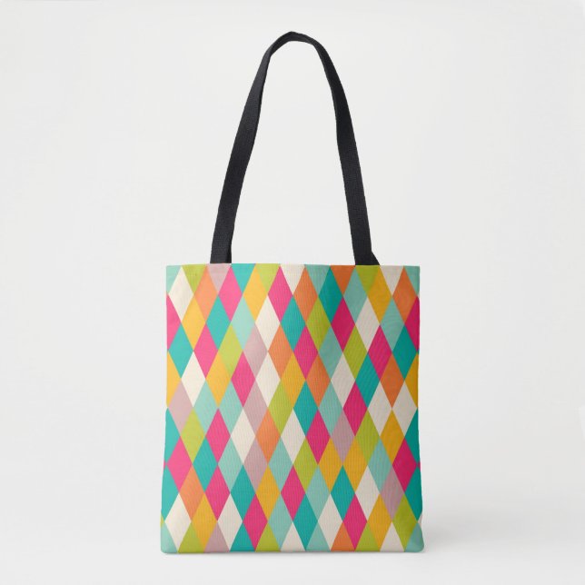 Harlequin vintage pattern tote bag (Front)