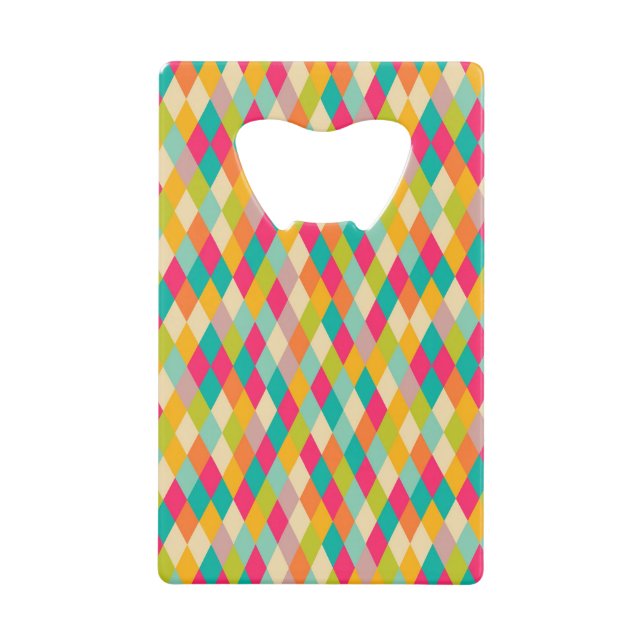 Harlequin vintage pattern wallet bottle opener (Front)
