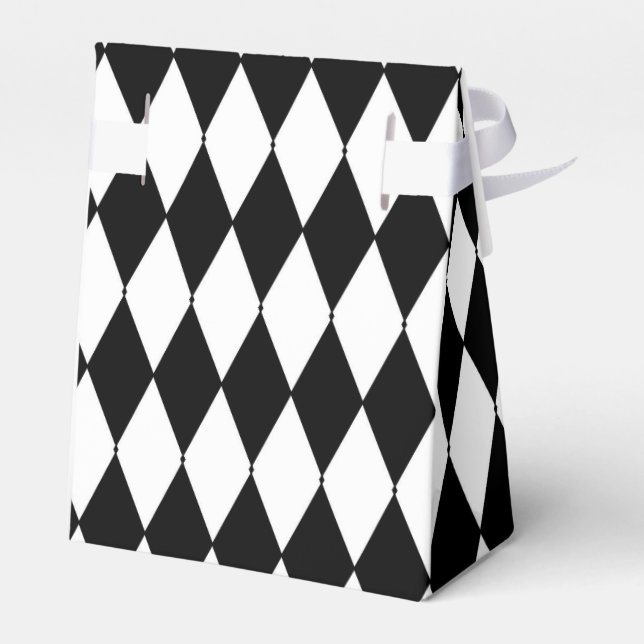 Harlequin White Black Celebrations Multi Styles Favor Box (Back Side)
