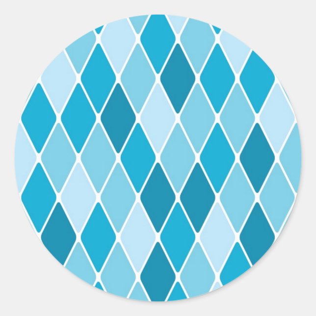 Harlequin winter pattern classic round sticker (Front)