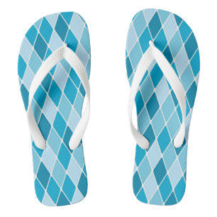 Harlequin winter pattern flip flops