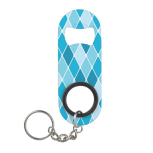 Harlequin winter pattern keychain bottle opener
