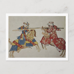 Harley 4205 f.366 Jousting Knights, c.1445 (vellum Postcard