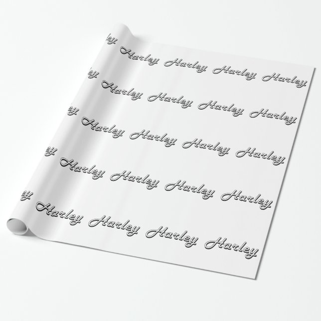 Harley Classic Retro Name Design Wrapping Paper (Unrolled)
