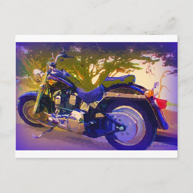 Harley-FatBoy-1998 Motorcycle Postcard (Front)