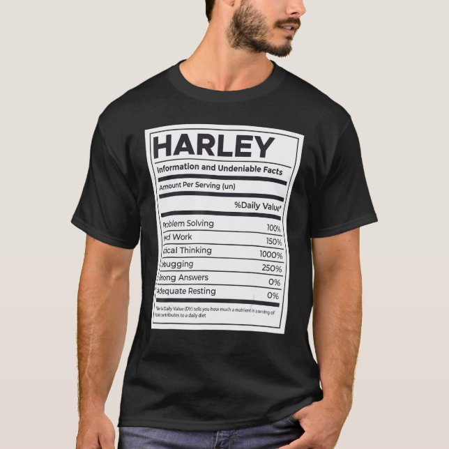 Harley Nutrition Information Problem Solving Hard  T-Shirt (Front)