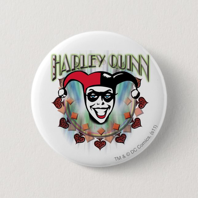 Harley Quinn - Face and Logo 2 Inch Round Button (Front)