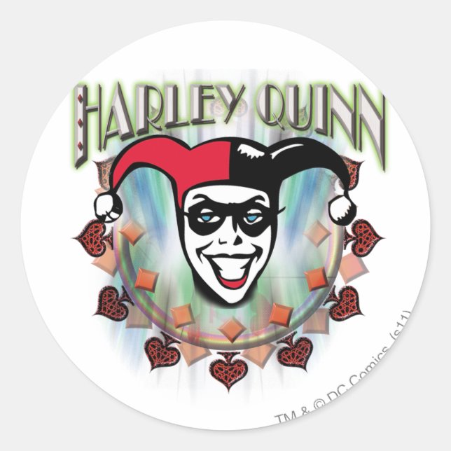 Harley Quinn - Face and Logo Classic Round Sticker (Front)