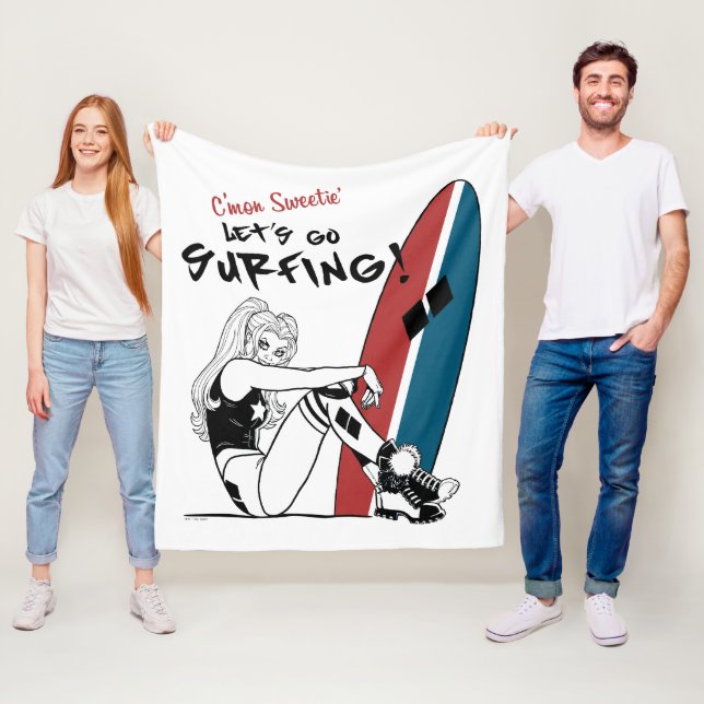 Harley Quinn - Let's Go Surfing Fleece Blanket (In Situ)