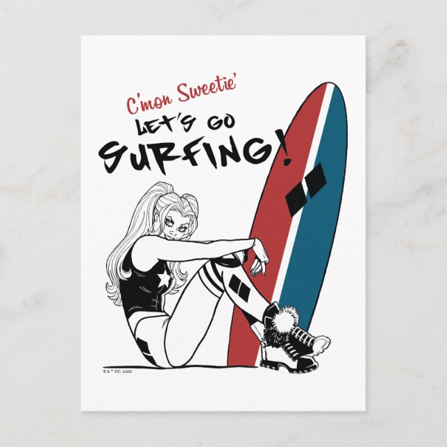 Harley Quinn - Let's Go Surfing Postcard (Front)