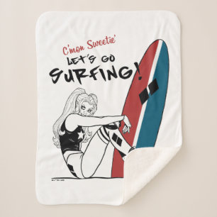 Harley Quinn - Let's Go Surfing Sherpa Blanket