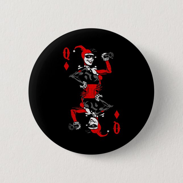 Harley Quinn Of Diamonds T Shirt  2 Inch Round Button (Front)
