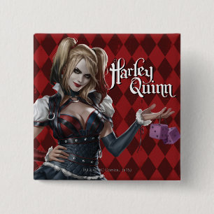 Harley Quinn With Fuzzy Dice 2 Inch Square Button