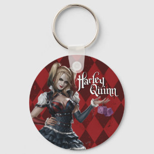 Harley Quinn With Fuzzy Dice Keychain