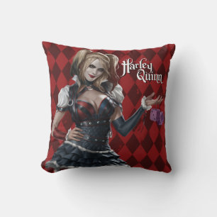 HARLEY QUINN™ With Fuzzy Dice Throw Pillow