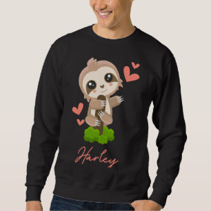 Harley Sloth Baby Girl Cute Hearts Sweatshirt