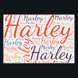 Harley Wrapping Paper Sheet<br><div class="desc">Harley. Show and wear this popular beautiful female first name designed as colourful wordcloud made of horizontal and vertical cursive hand lettering typography in different sizes and adorable fresh colours. Wear your positive american name or show the world whom you love or adore. Merch with this soft text artwork is...</div>