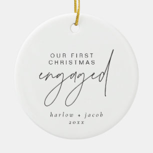 HARLO Modern Minimal 1st Christmas Engaged Holiday Ceramic Ornament