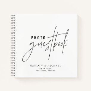 HARLOW Edgy Modern Minimalist Photo Guestbook Notebook