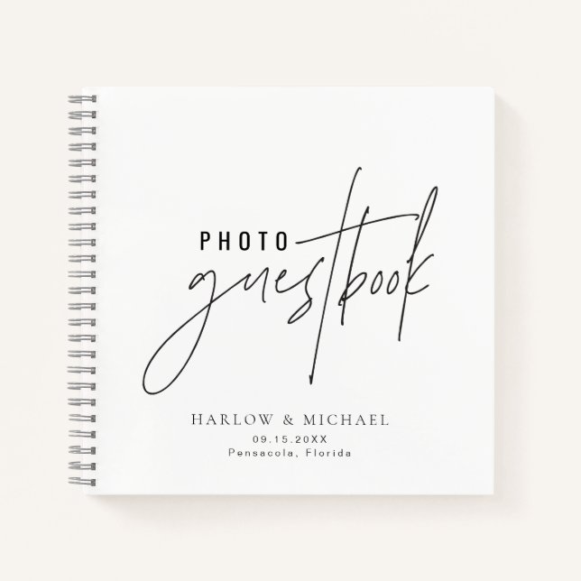 HARLOW Edgy Modern Minimalist Photo Guestbook Notebook (Front)