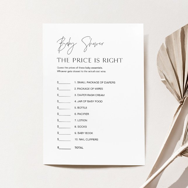 HARLOW Guess the Price Baby Shower Game card (Creator Uploaded)