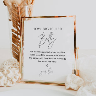 HARLOW How Big Is Her Belly Baby Shower Game Poster