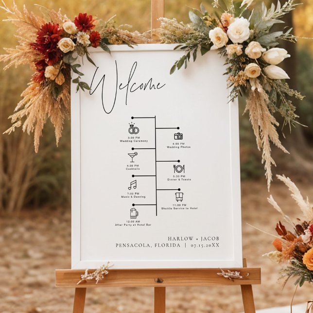HARLOW Modern Minimalist Wedding Icon Timeline Poster (Creator Uploaded)