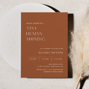 HARLOW Terracotta Baby Shower Tiny Human Shindig Invitation