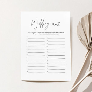 HARLOW Wedding A-Z Bridal Shower Game Card