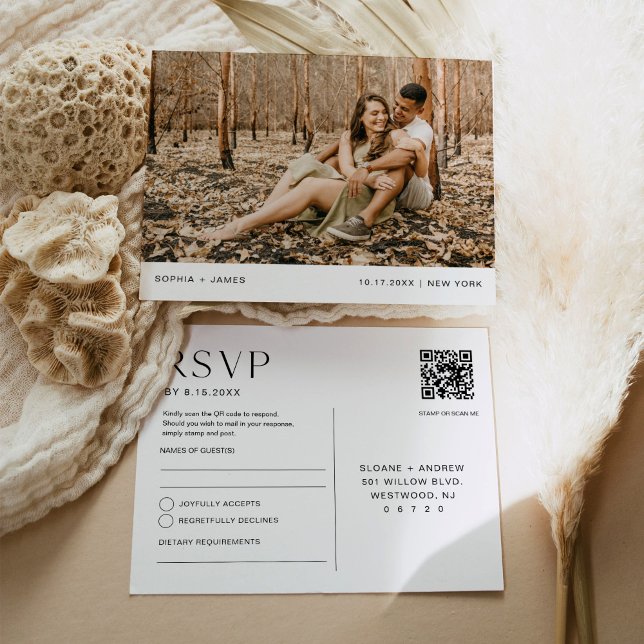 HARLOW Wedding RSVP Photo QR Code Postcard (Creator Uploaded)